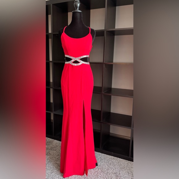 Speechless Dresses & Skirts - Speechless Red Prom / PageantGown with Halter Neckline and Silver Embellishments